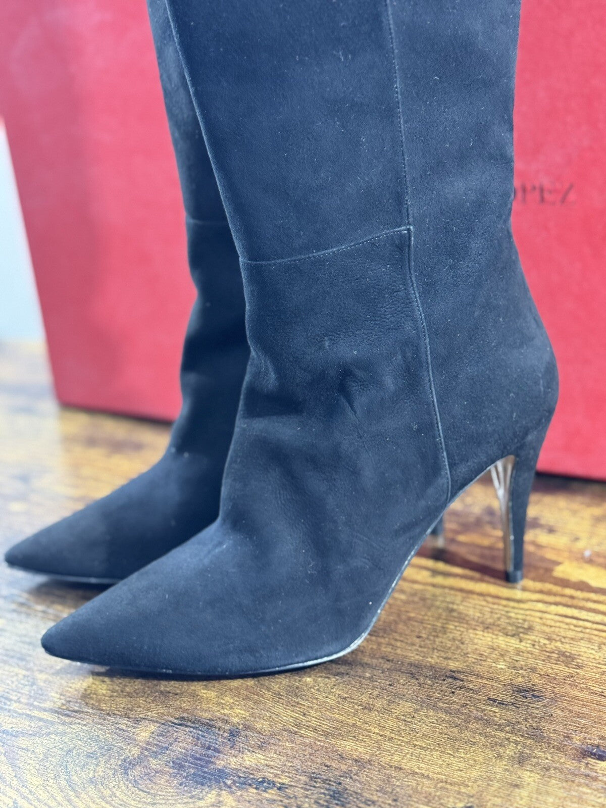 Pura Lopez Stivale Donna Sopra Ginocchio Suede Nero Luxury Boot 39