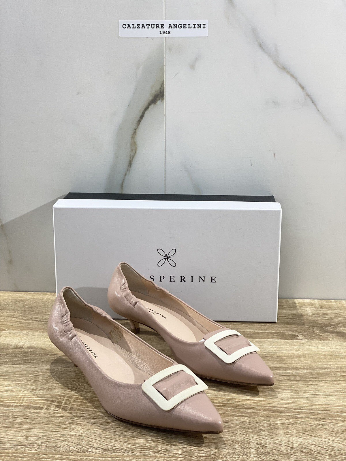 Prosperine Décolleté donna in Pelle Soft Cipria Luxury made in italy 37.5