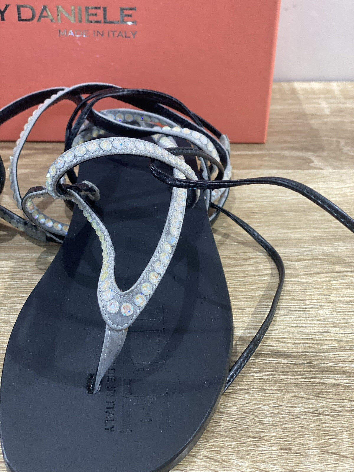 Eddy Daniele sandalo donna samuela real swarovski Grigio raso luxury 38