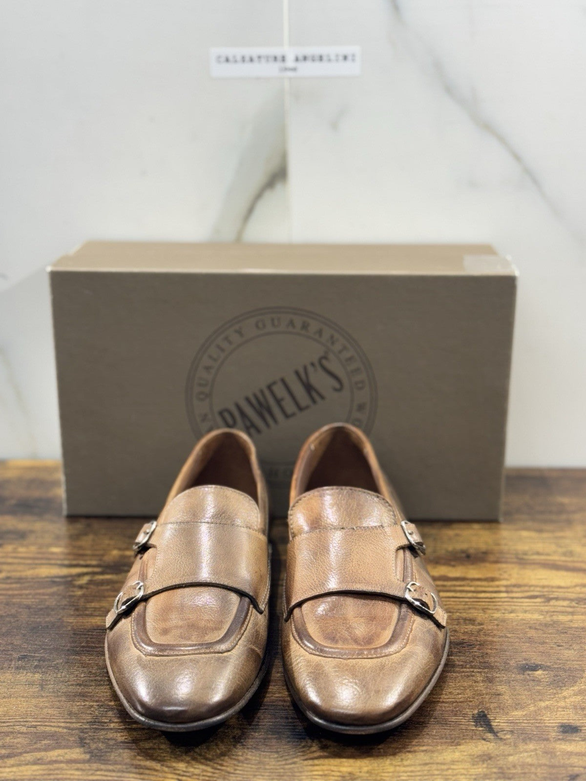 Pawelk’s Mocassino Uomo Pelle Cuoio Hand Made In Italy Washed 41