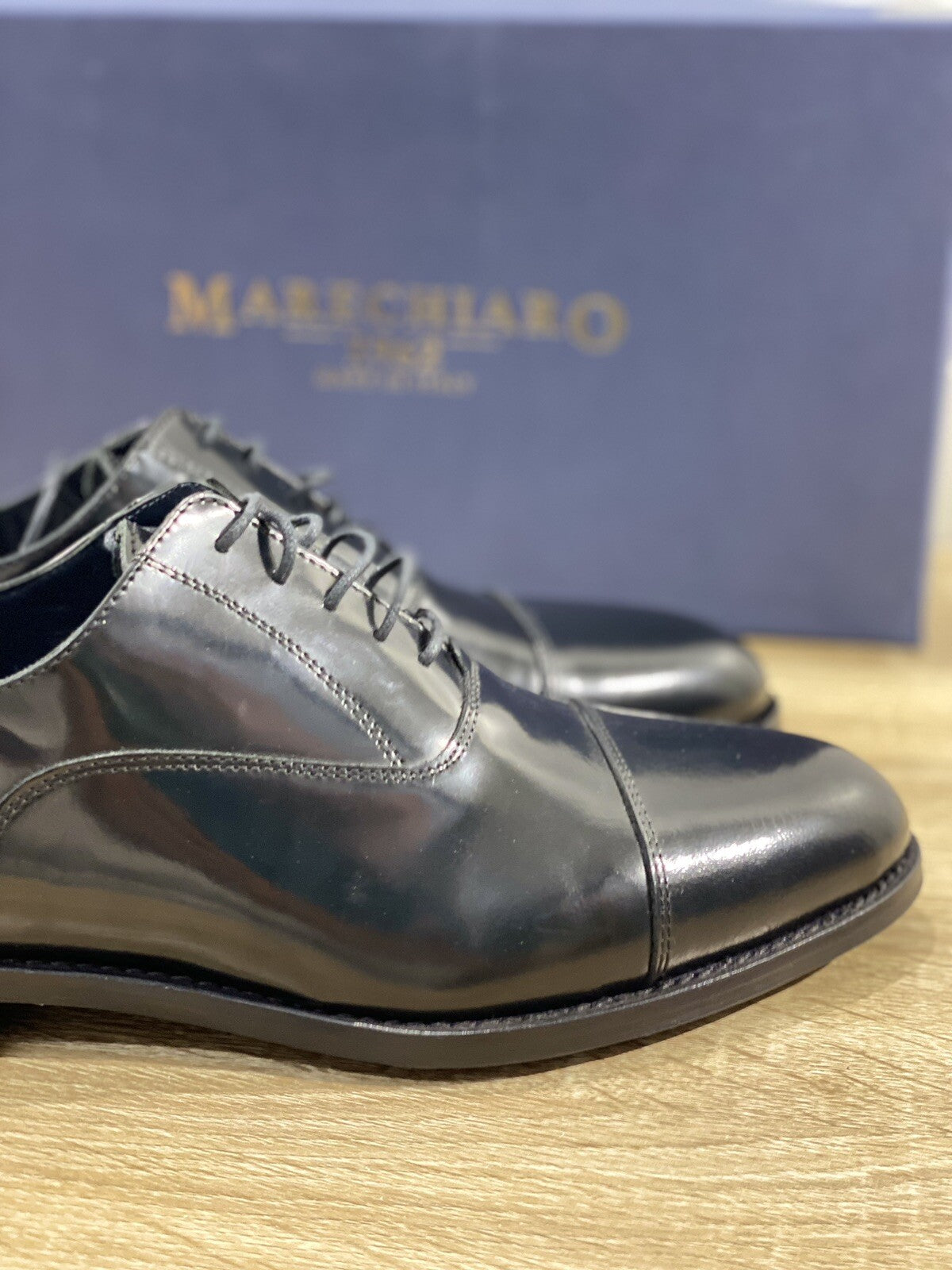 Marechiaro 1962 Oxford Uomo Pelle Nera Polish Made In Italy 40