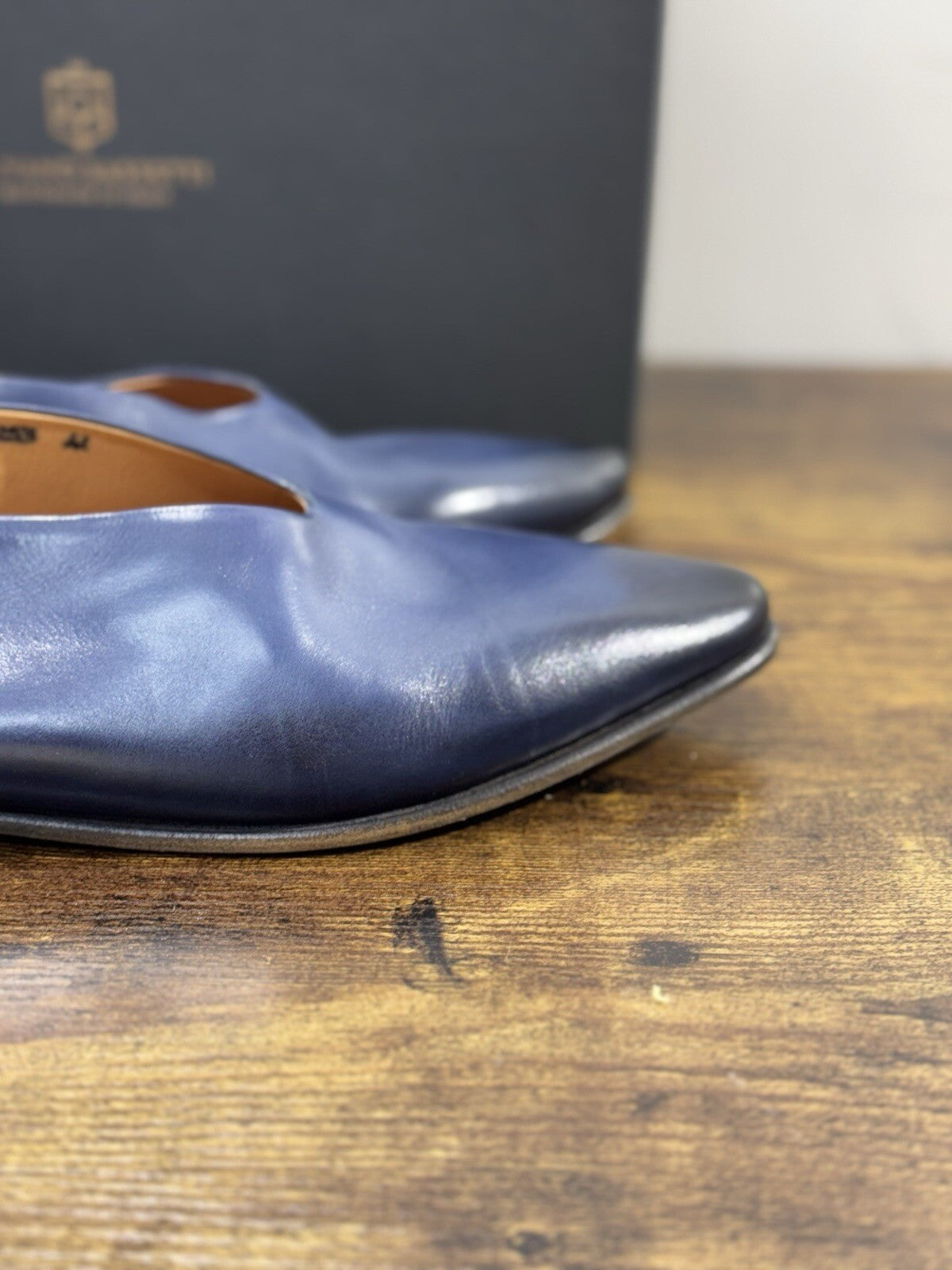 Silvano Sassetti Ballerina Donna Pelle Blu Luxury Made In Italy Fatta A Mano 36