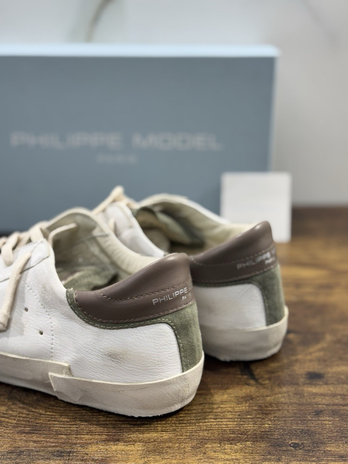 Philippe Model Paris L u Pelle Bianca Military Casual Uomo 40