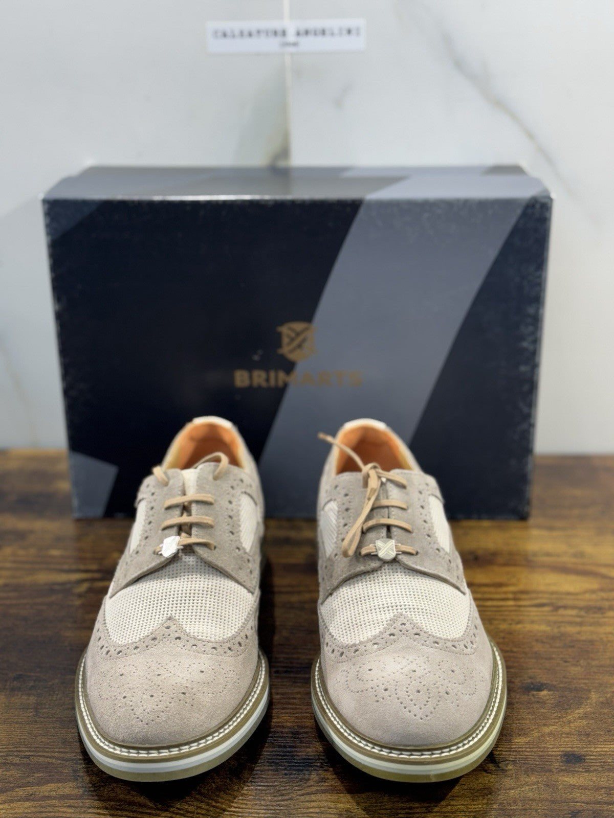 Brimarts Stringata Uomo Suede Beige Casual Men Shoe 41