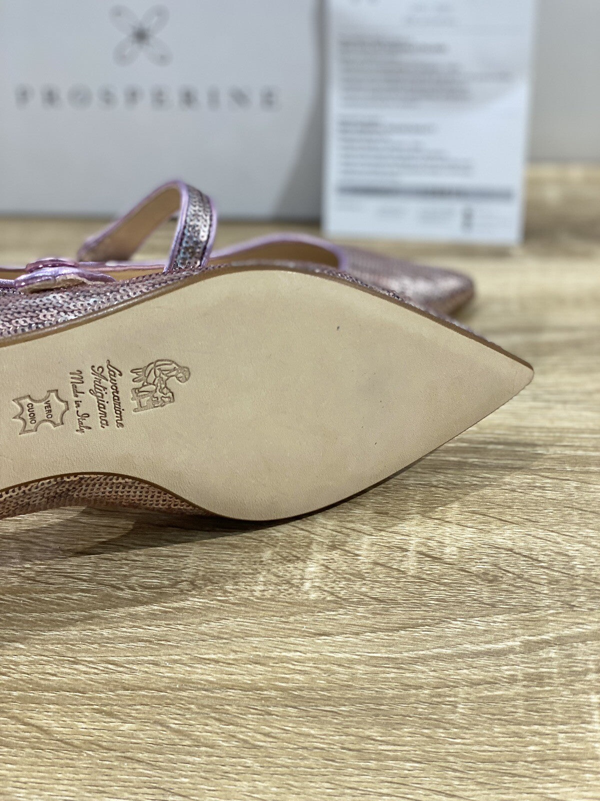Prosperine Donna Ballerina Lavorazione Sacchetto Cipria Paiettes 39