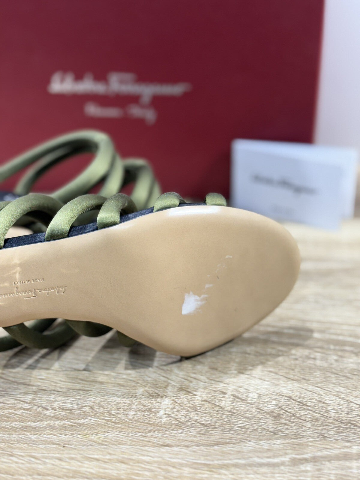 Salvatore Ferragamo Sandalo Donna Amalia Army Luxury Ferragamo Woman 37