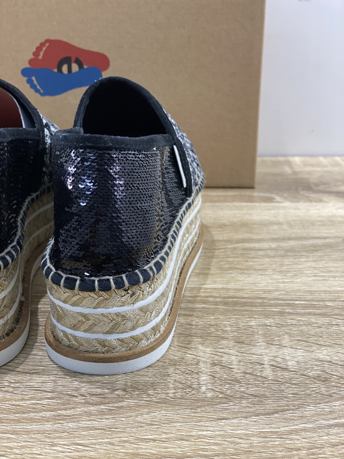 Espadrilles Scarpa Donna J.wander Zeppa Nera Paiettes 36