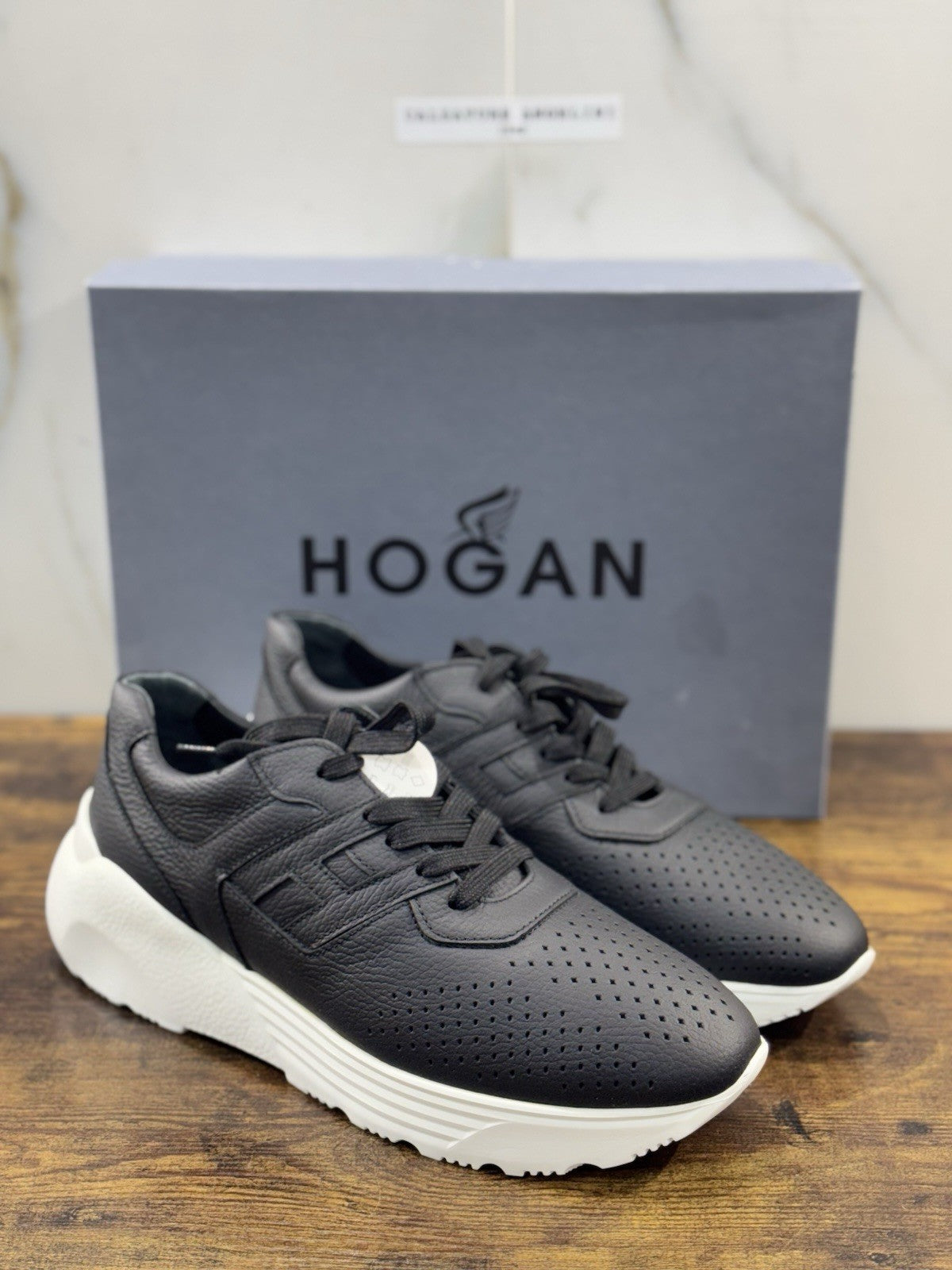 Hogan H443 Active One Memory Foam Pelle Nero Uomo 44