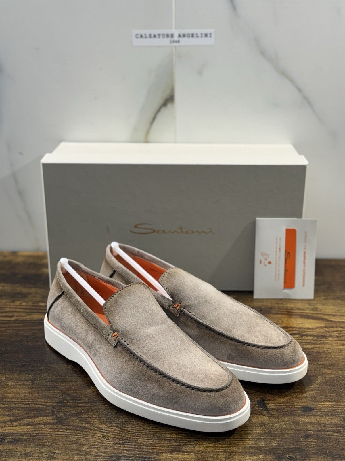 Santoni Mocassino Summer Walk Suede Beige Luxury Men Shoes Santoni Uomo 42