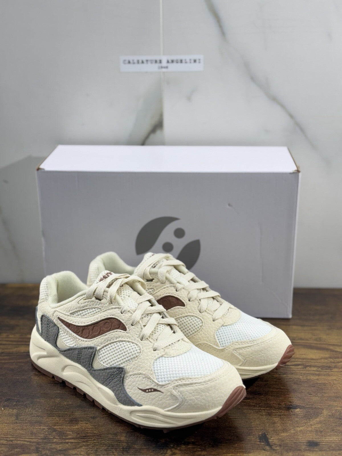 Saucony Grid Shadow 2 Sneaker Uomo Sand Brown Pelle Casual Saucony 42.5