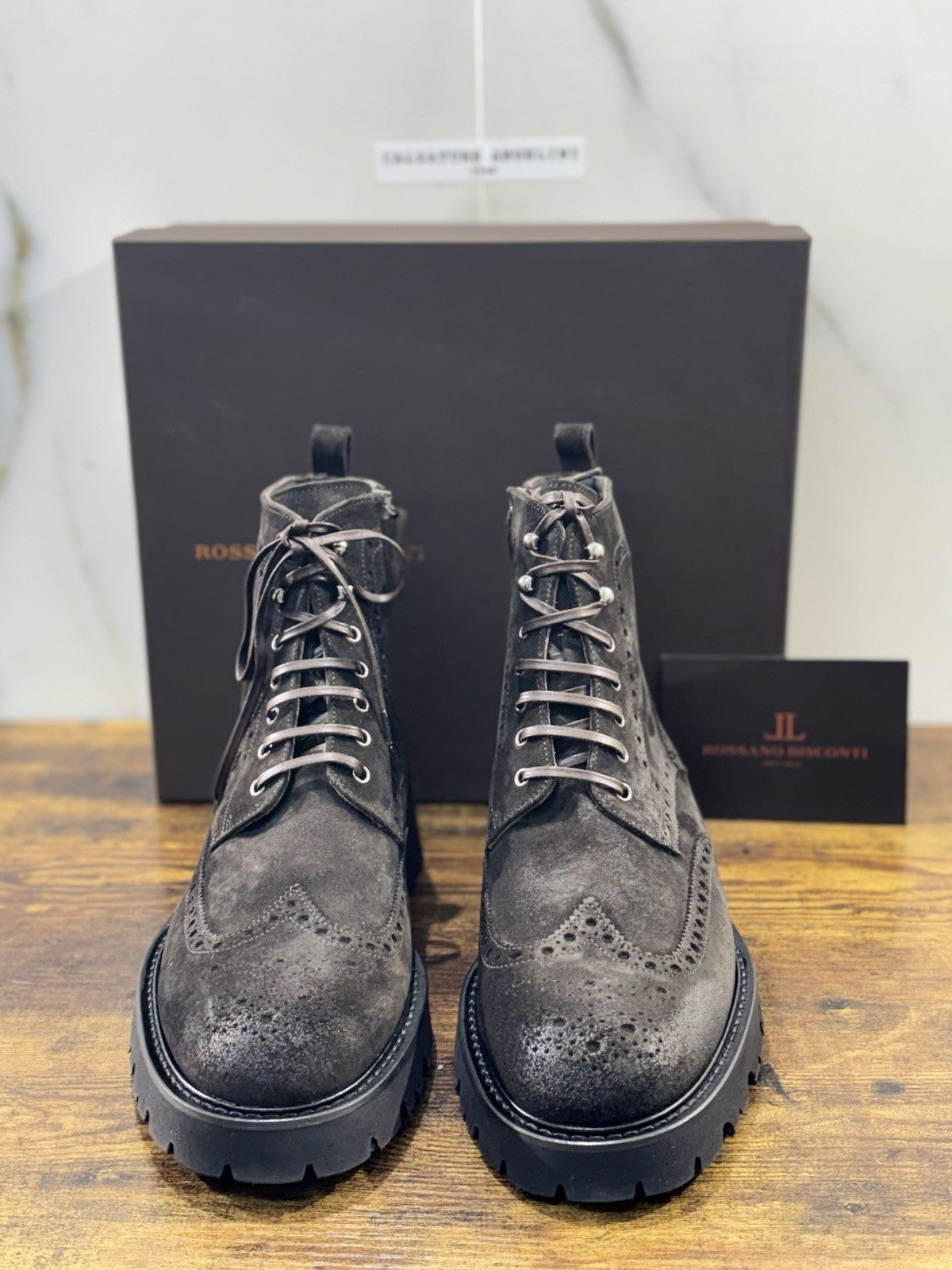 Rossano Bisconti Polacchino Uomo Pelle T Moro Suede Fully Italy 43