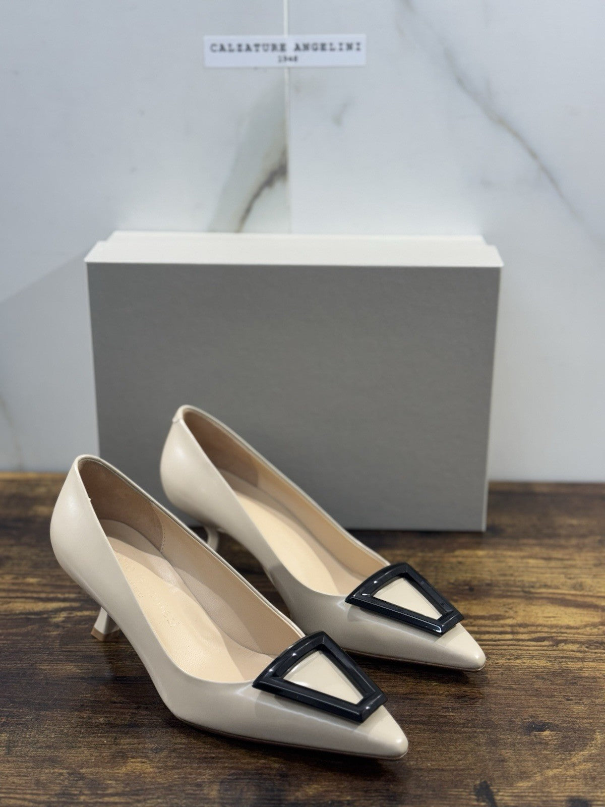 Sergio Levantesi Décolleté Pelle Ecru Luxury Made In Italy Donna 36