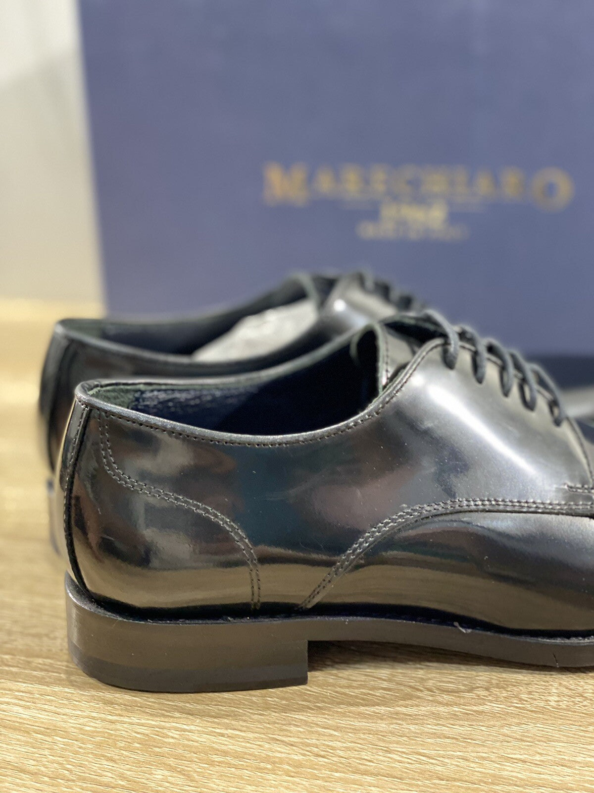 Marechiaro 1962 Derby Uomo Pelle Nera Polish Made In Italy 42.5