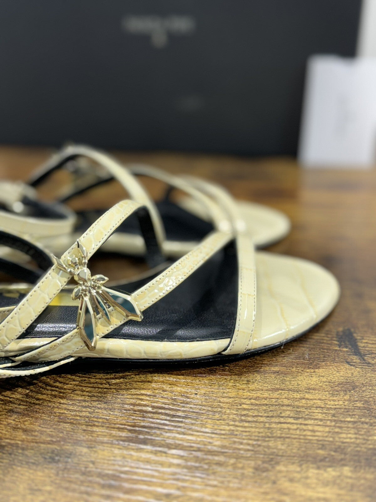 Patrizia Pepe Sandalo Donna Pelle Sand Croco Casual Woman Sandal 37