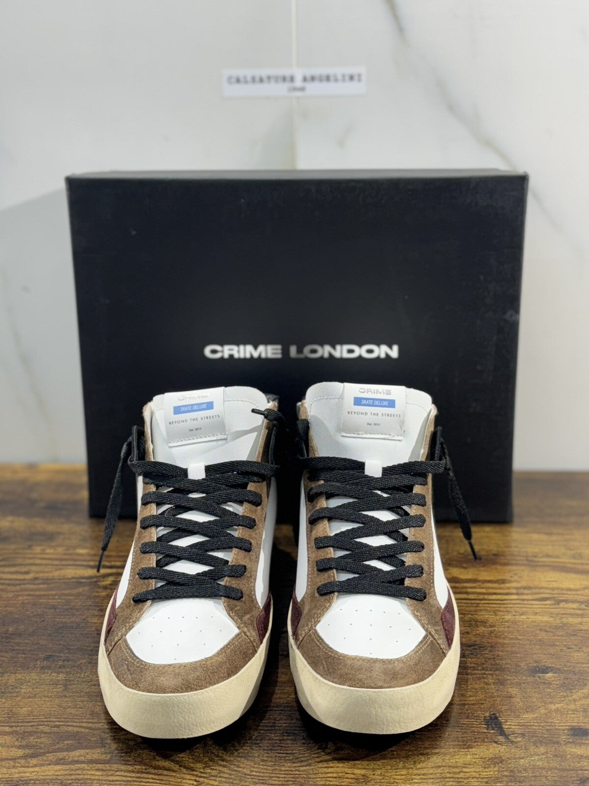 Crime London Sneaker Uomo SK8 Deluxe MidBianca Pelle Casual Men Shoes 43