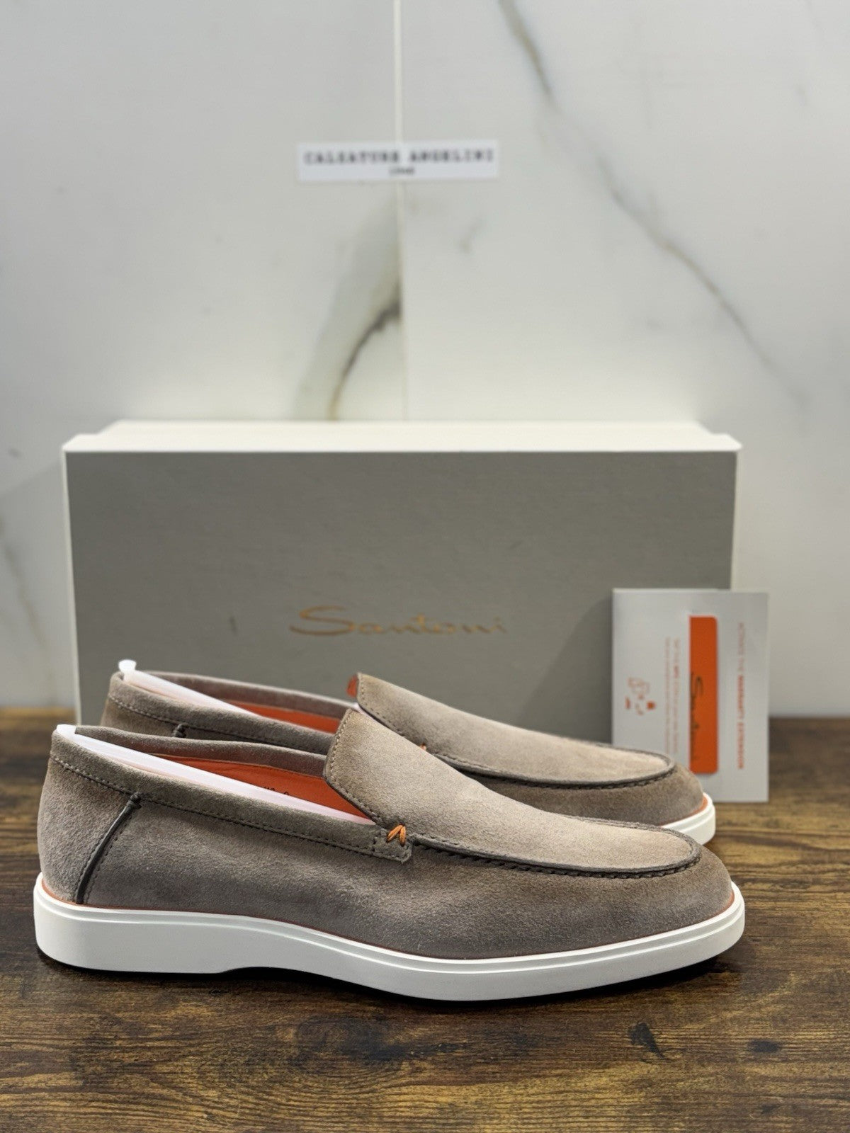 Santoni Mocassino Summer Walk Suede Beige Luxury Men Shoes Santoni Uomo 42
