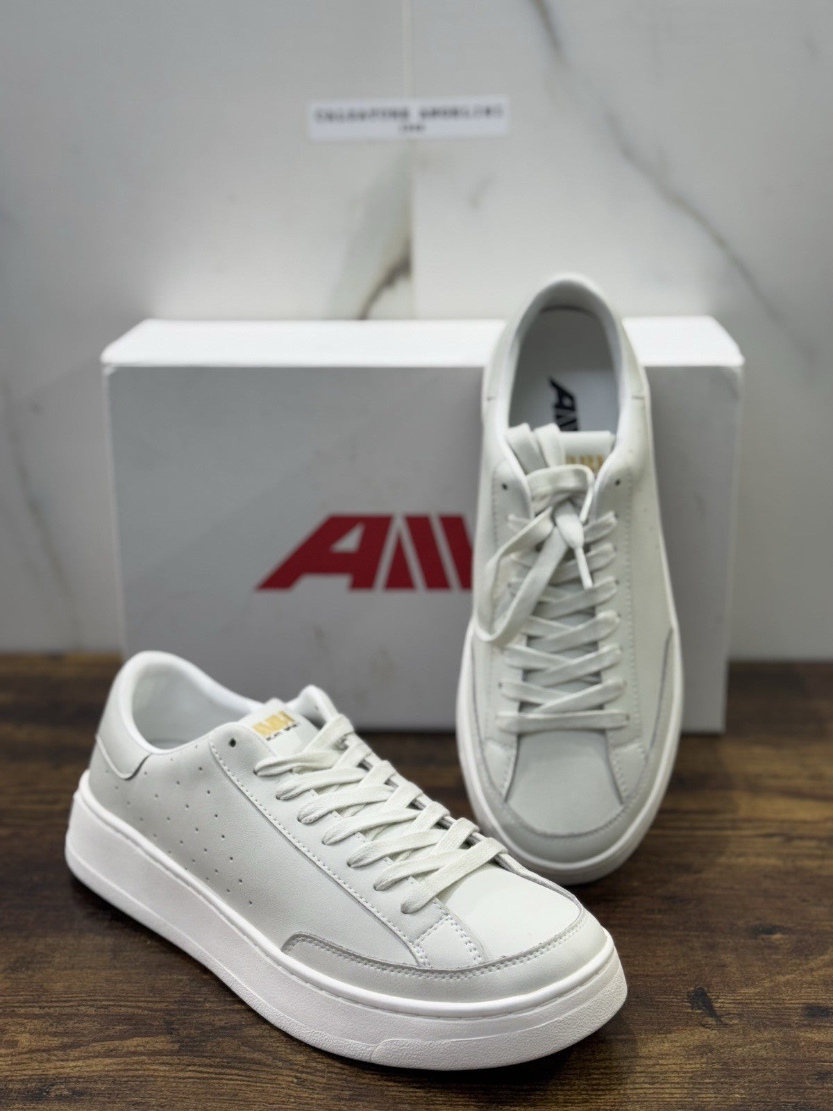 Ambi Sneakers Pelle Bianca Causal Top Quality Leather Soft Scarpa Uomo 44