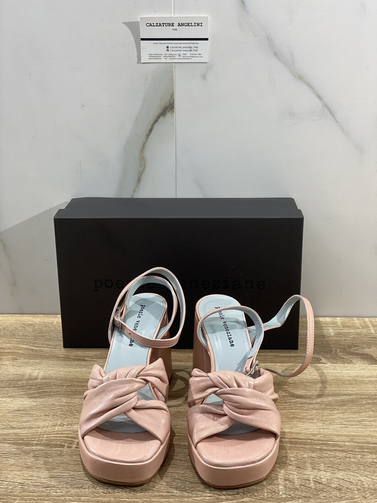 Poesie Veneziane Sandalo donna Pelle Salmone Tacco made in italy 41
