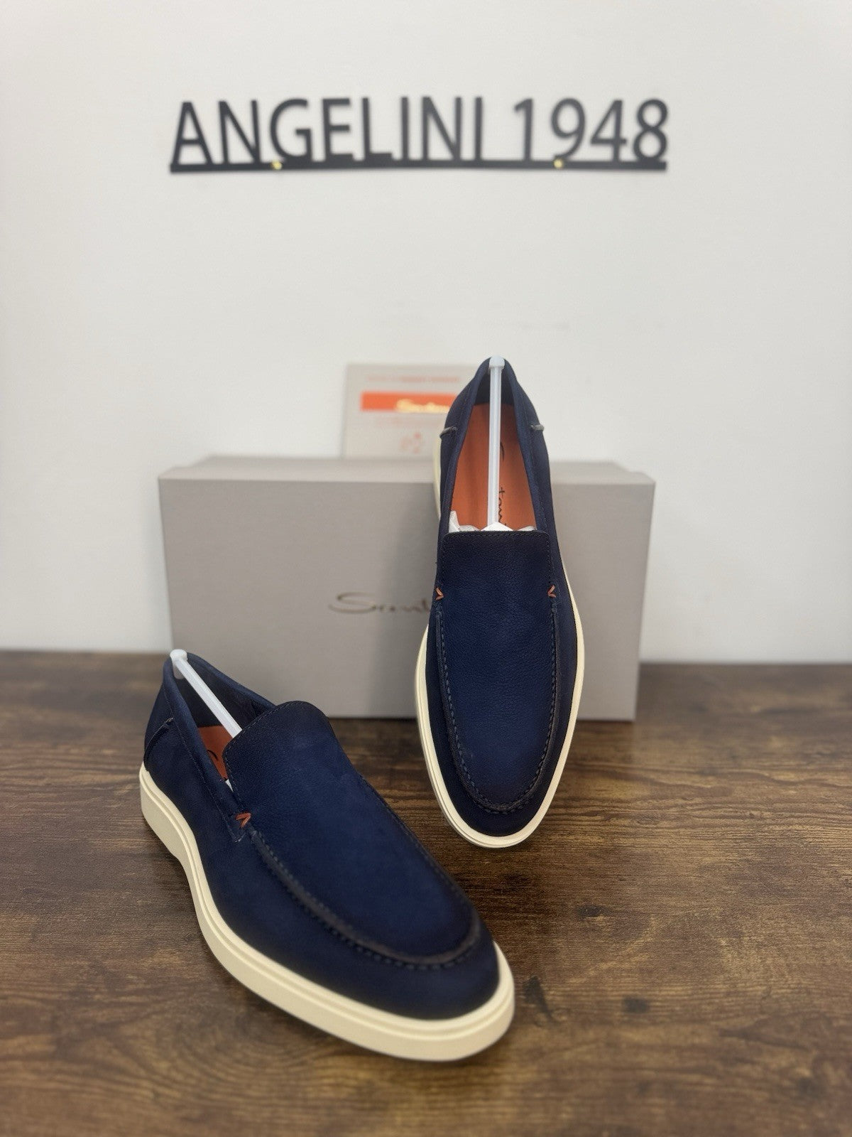 Santoni Mocassino Summer Walk Suede Blu Casual Santoni Uomo 41.5