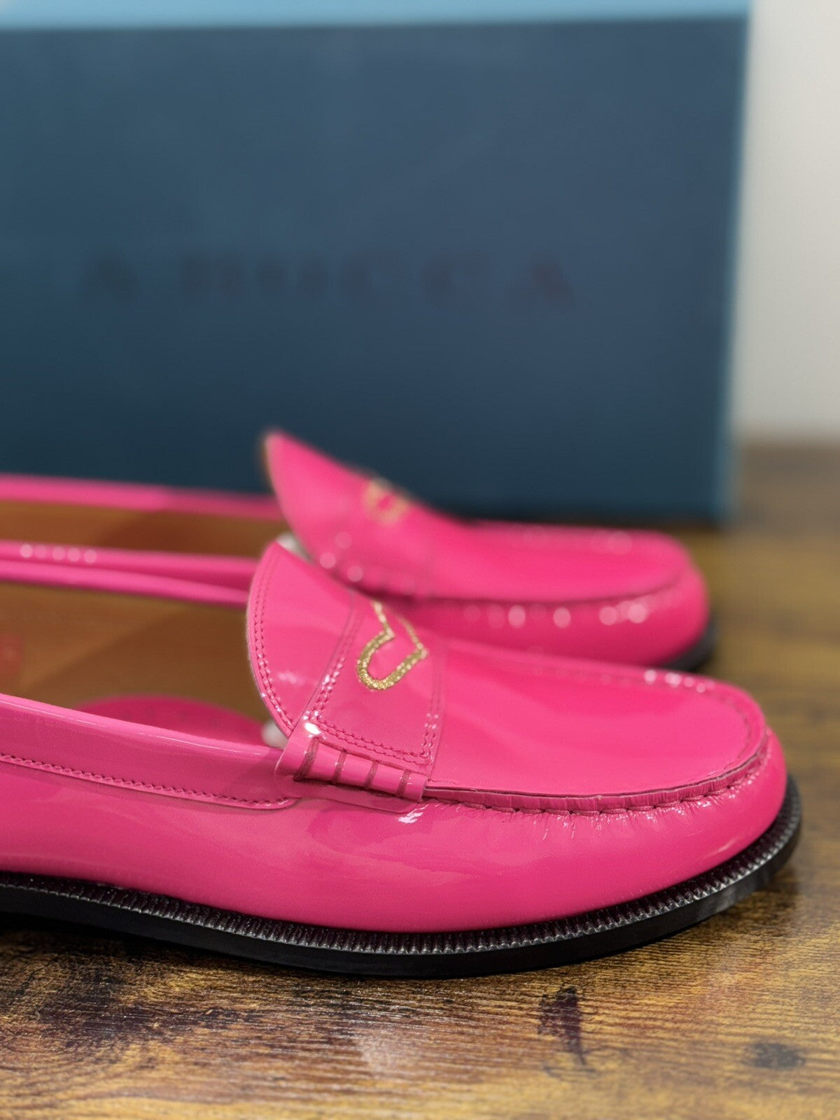 A.Bocca Mocassino Donna Pelle Rosa Vernice College Luxury Handmade 36