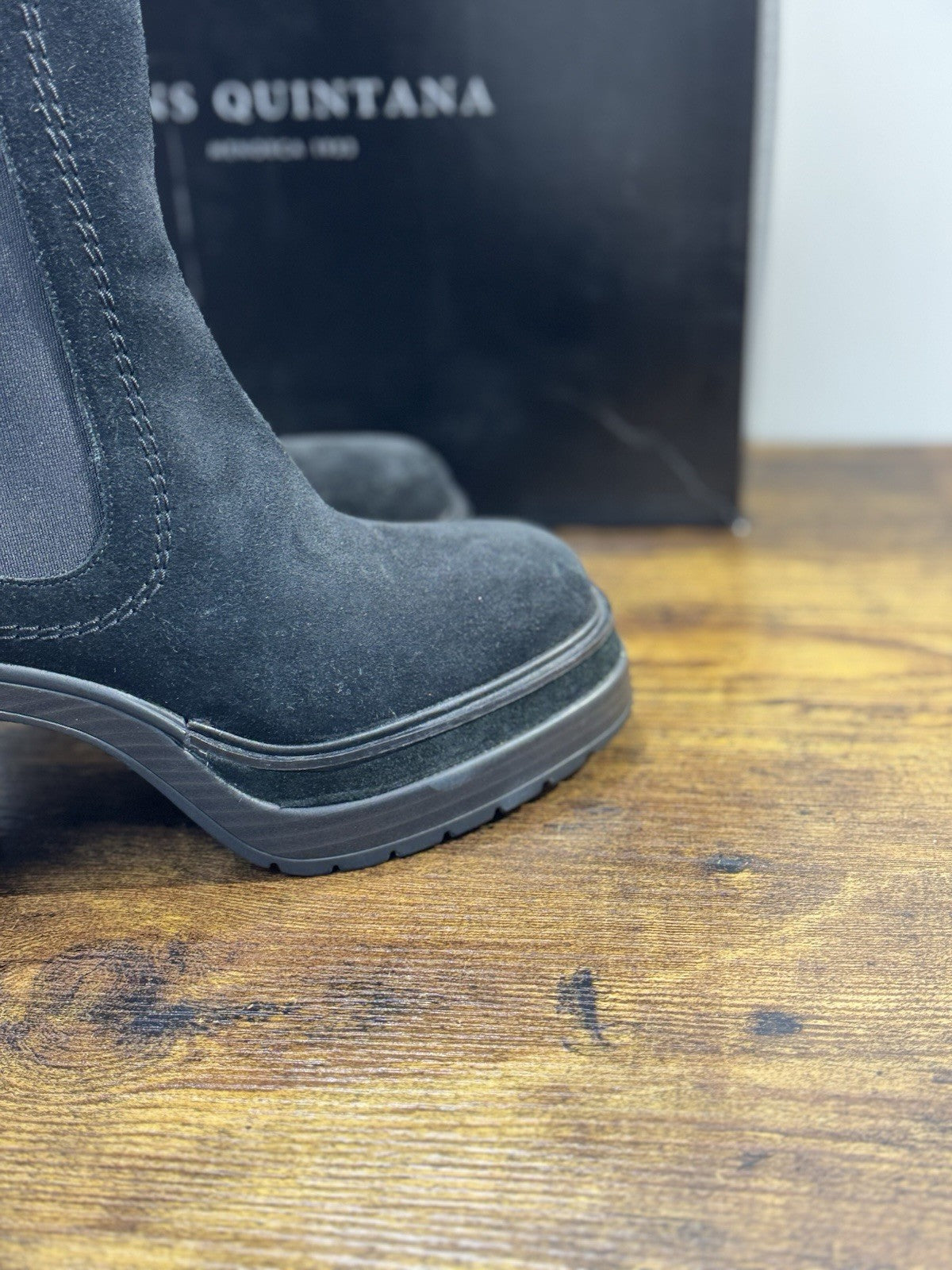 Pons Quintana Stivaletto Donna Suede Nero Con Tacco Luxury Boot 36
