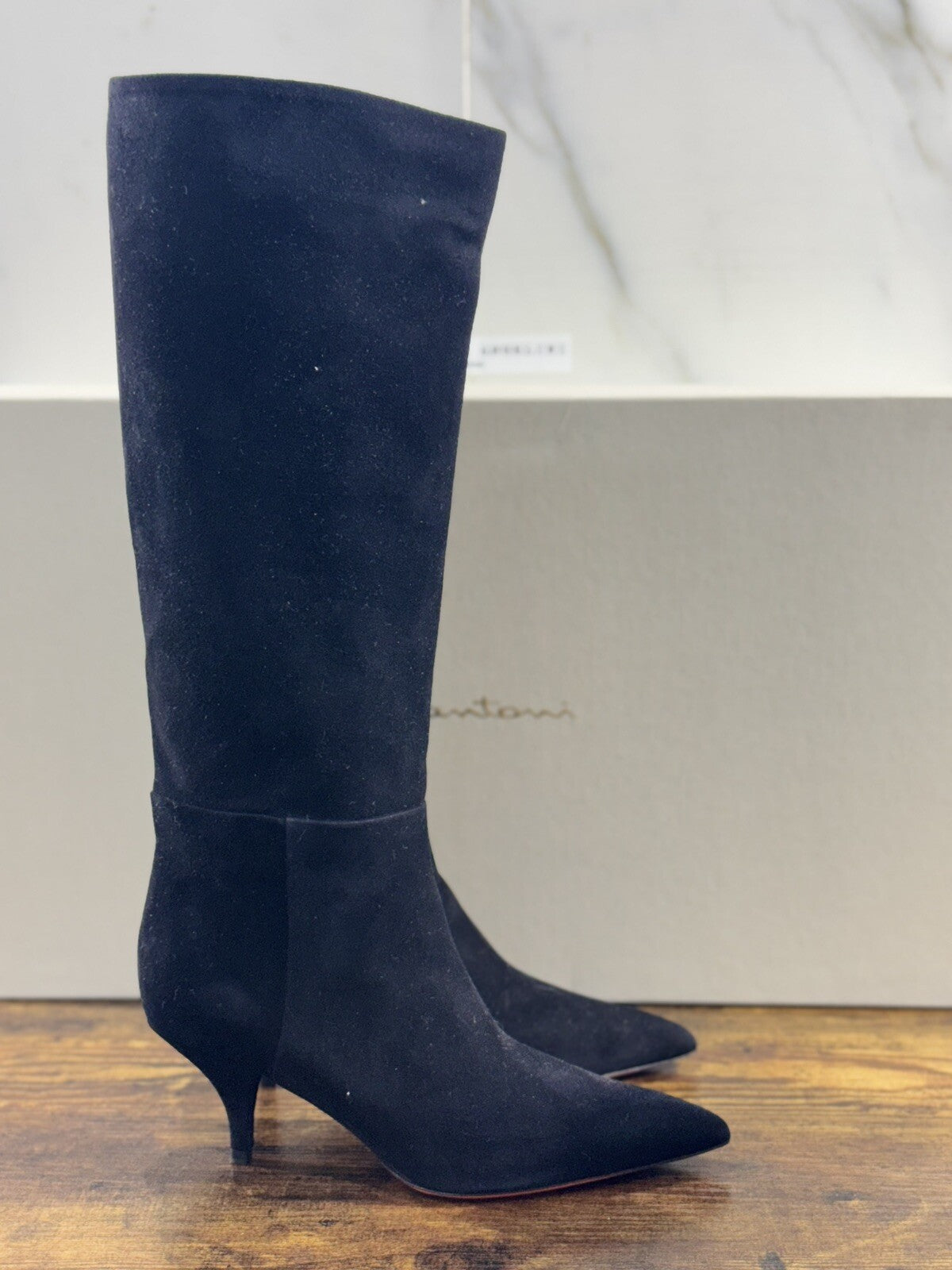 Santoni Stivale Donna Pelle Suede Nero Casual Luxury Boot Woman Santoni 37