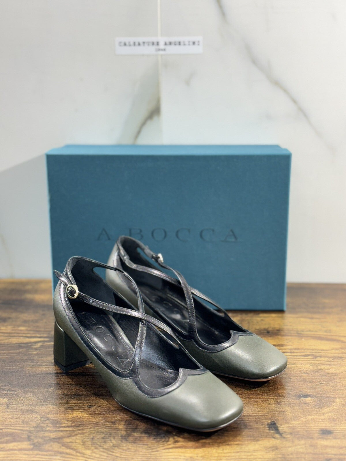 A.Bocca Two For Love Scarpa Donna Pelle Verdone Con Tacco Luxury Handmade 37