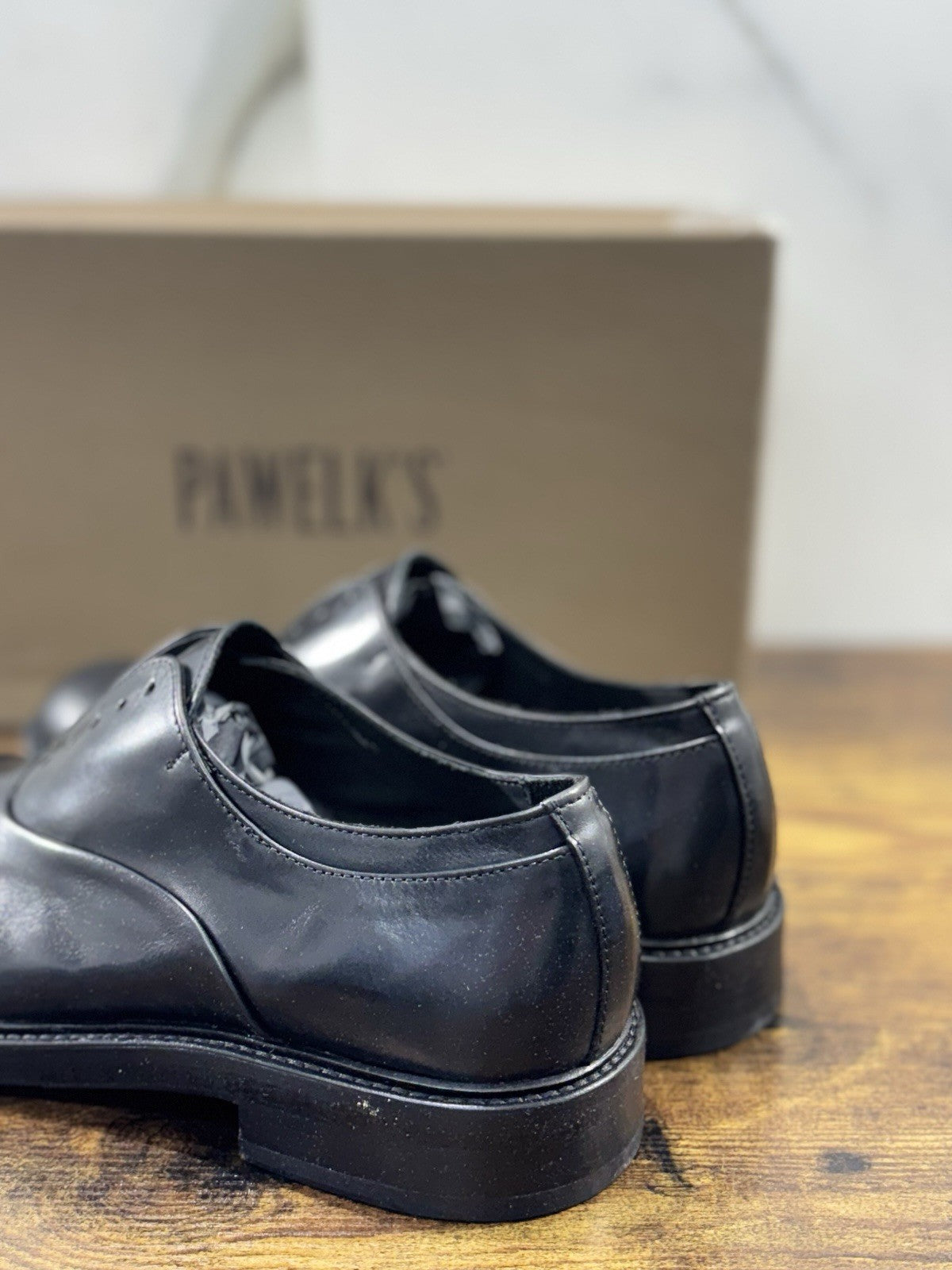 Pawelk’s Derby Oxford Uomo Pelle Nero Hand Made Made In Italy Derby 40