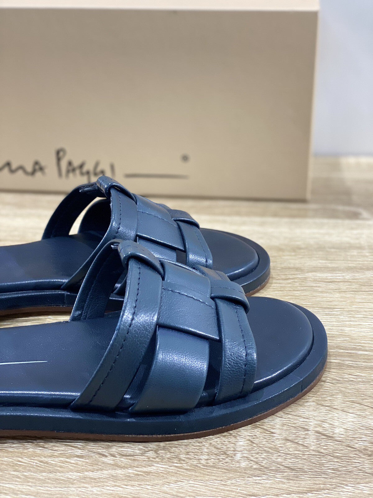 Lorena Paggi Sandalo Donna In Pelle Blu Super Soft Made In Italy 38