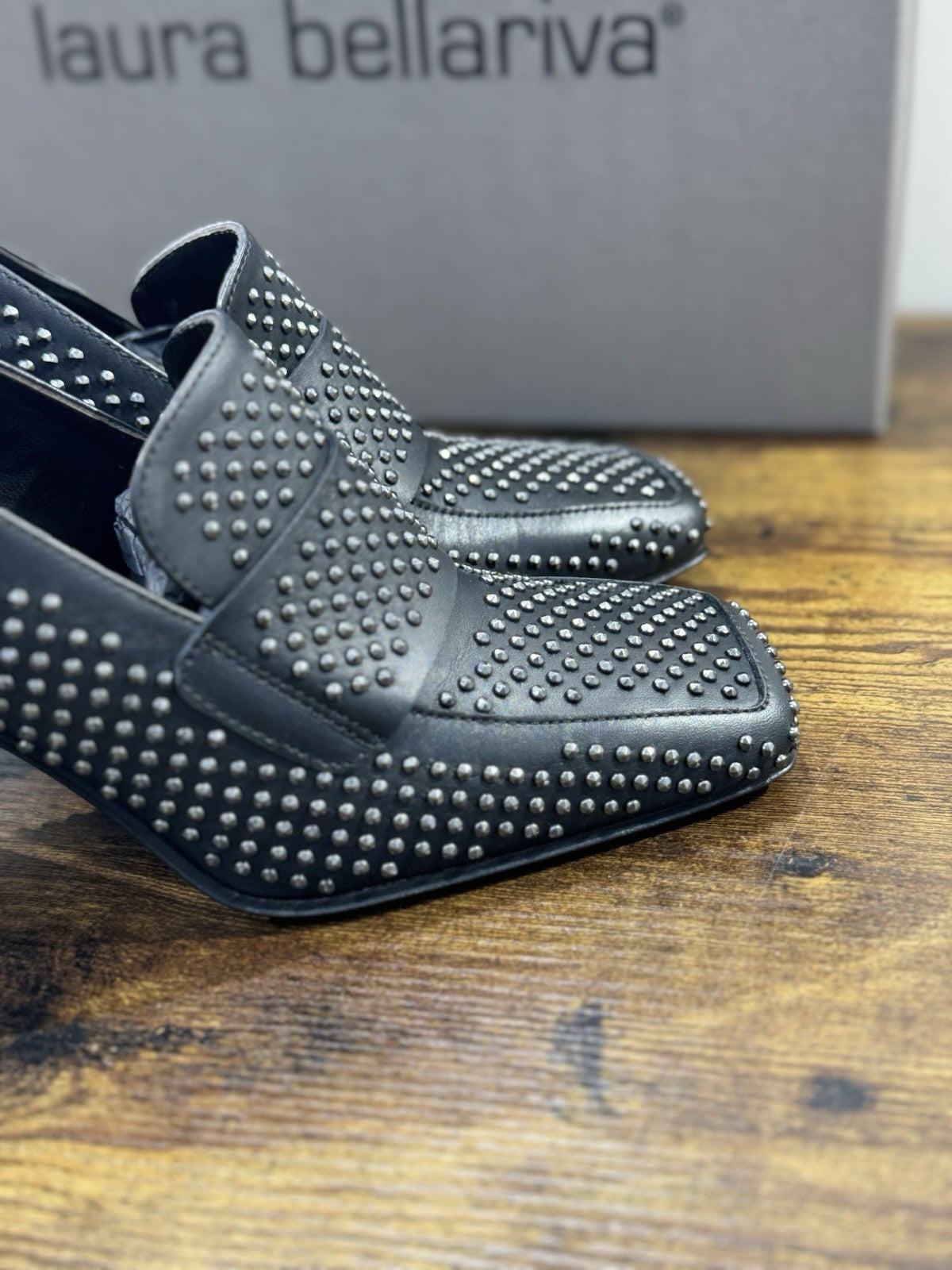 Laura Bellariva Mocassino Donna Pelle Nera Borchie Casual 37