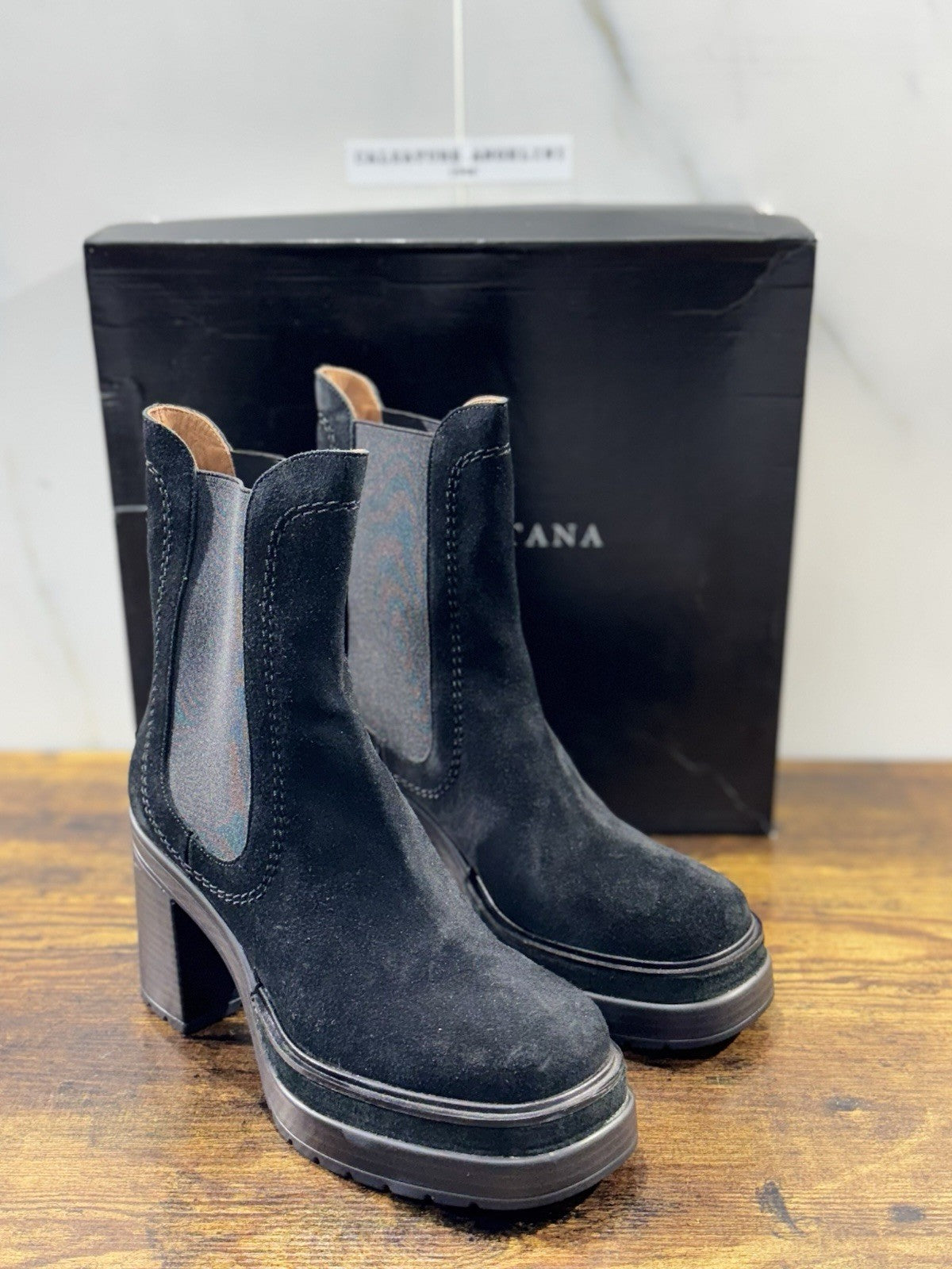 Pons Quintana Stivaletto Donna Suede Nero Con Tacco Luxury Boot 36