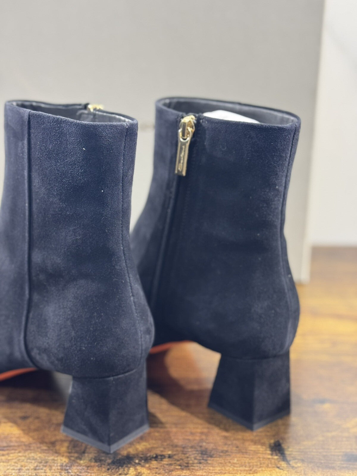 Santoni Stivaletto Donna Pelle Suede Nero Casual Luxury Boot Woman Santoni 37
