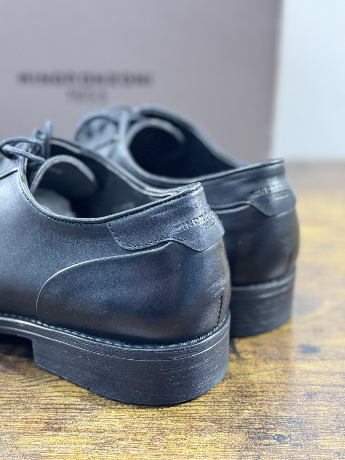 Minoronzoni 1953 Derby Uomo Pelle Nera Fondo Gomma Causal Men Shoe 45