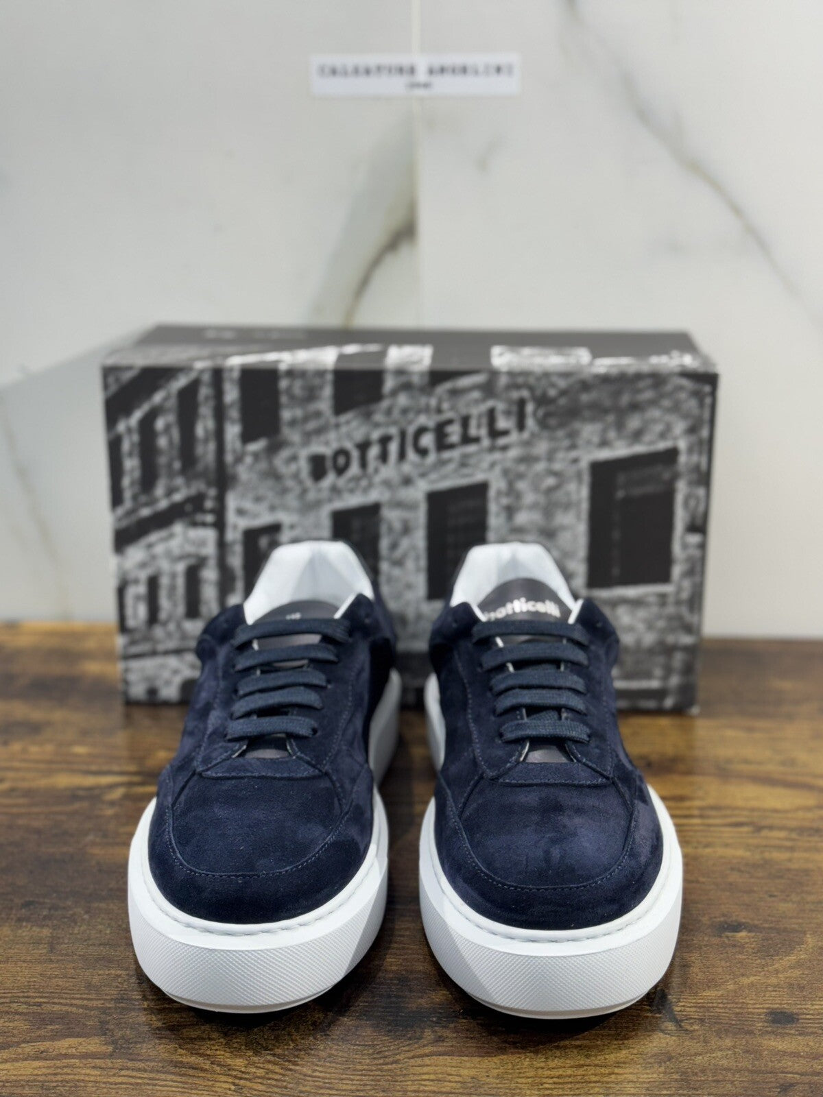 Roberto Botticelli Sneaker Uomo Pelle Blu Icon Fondo Gomma Made In Italy 42