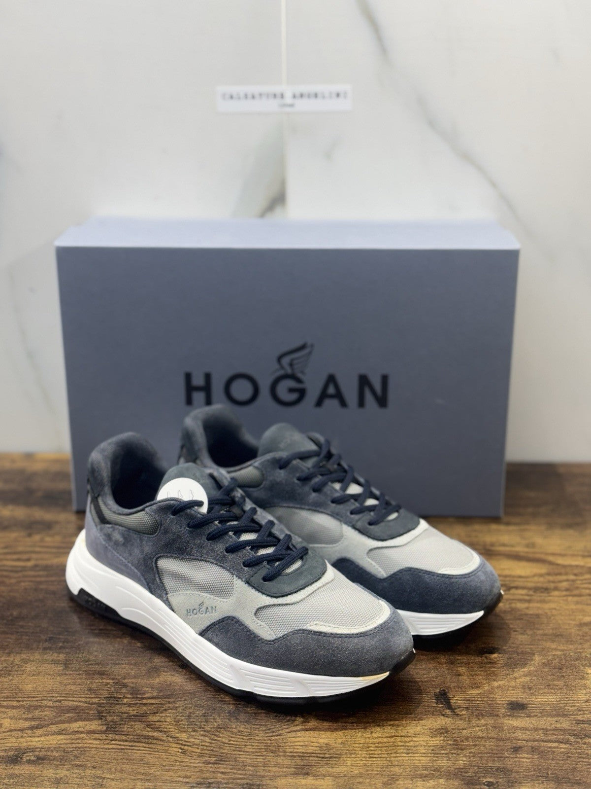 Hogan New Hyperlight Sneaker Pelle Blu Memory Foam Luxury Hogan Uomo 40.5