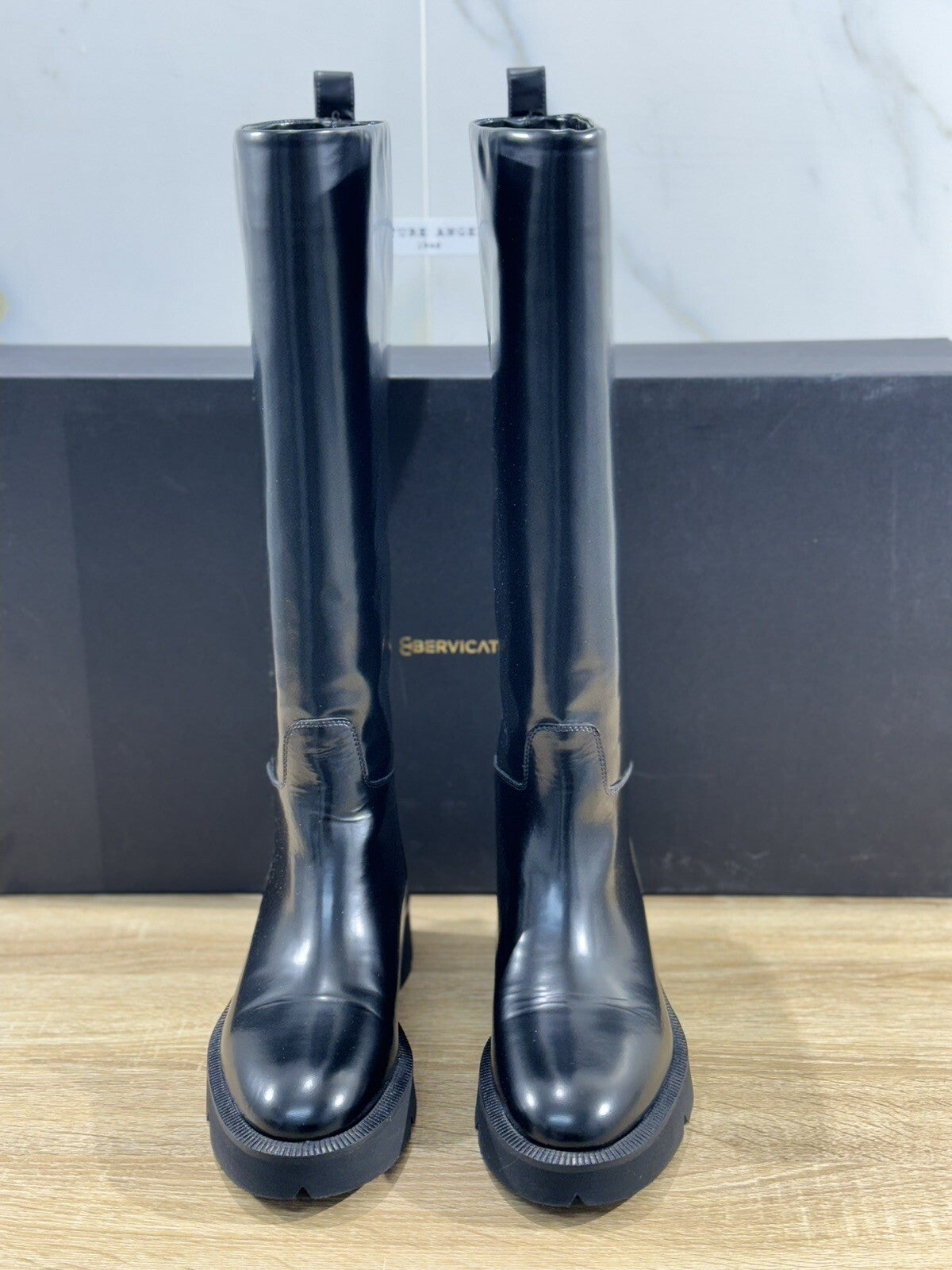 Angelo Bervicato Stivale Donna Pelle Nera Luxury Handmade Boot Extra Light 38