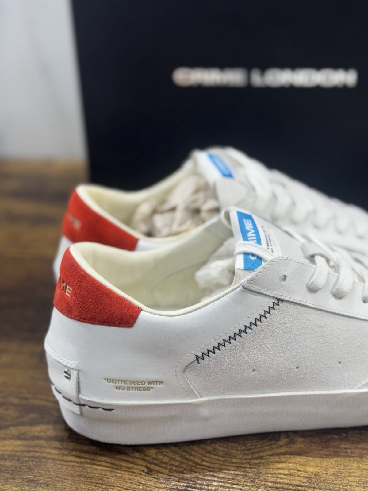 Crime London Sneaker Distressed Pelle Bianca Causal Uomo 41