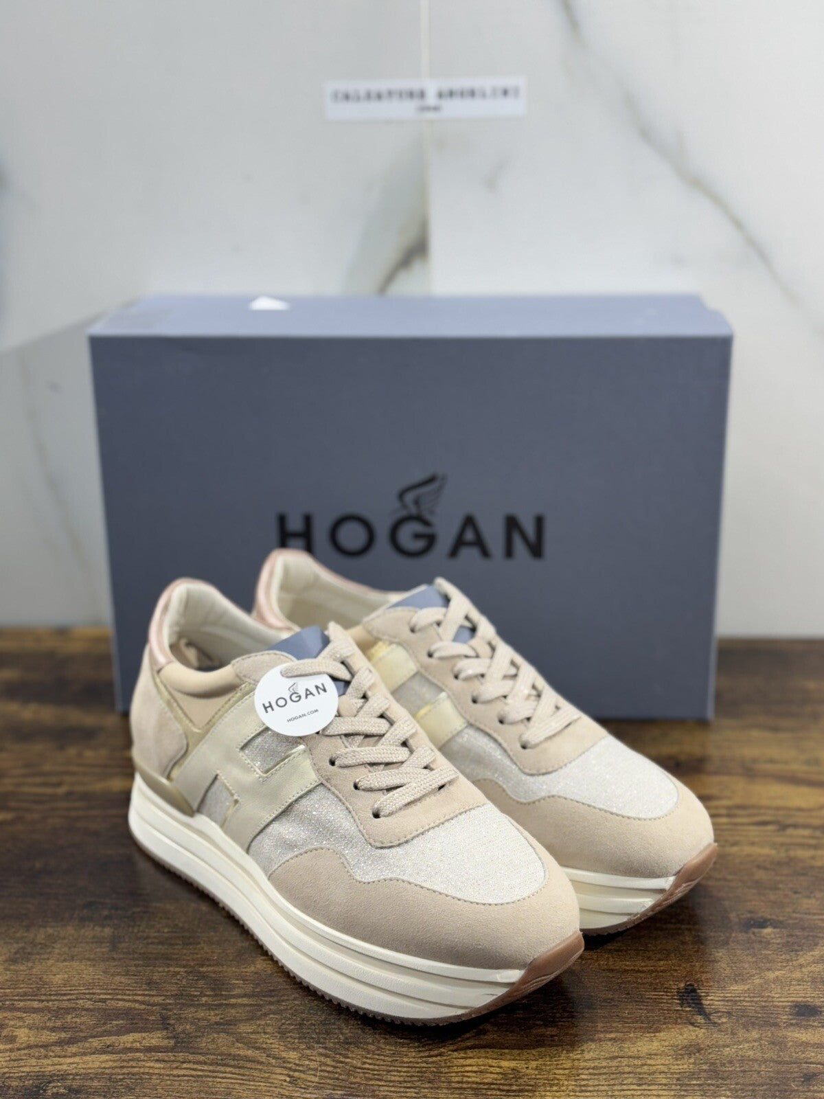 Hogan H483 Donna Sneaker Suede Beige Luxury Hogan Woman 39