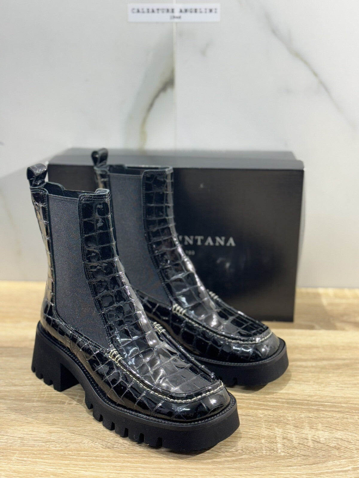 Pons Quintana Stivaletto Donna Pelle Nera Stampa Casual Boot Pons Quintana 37