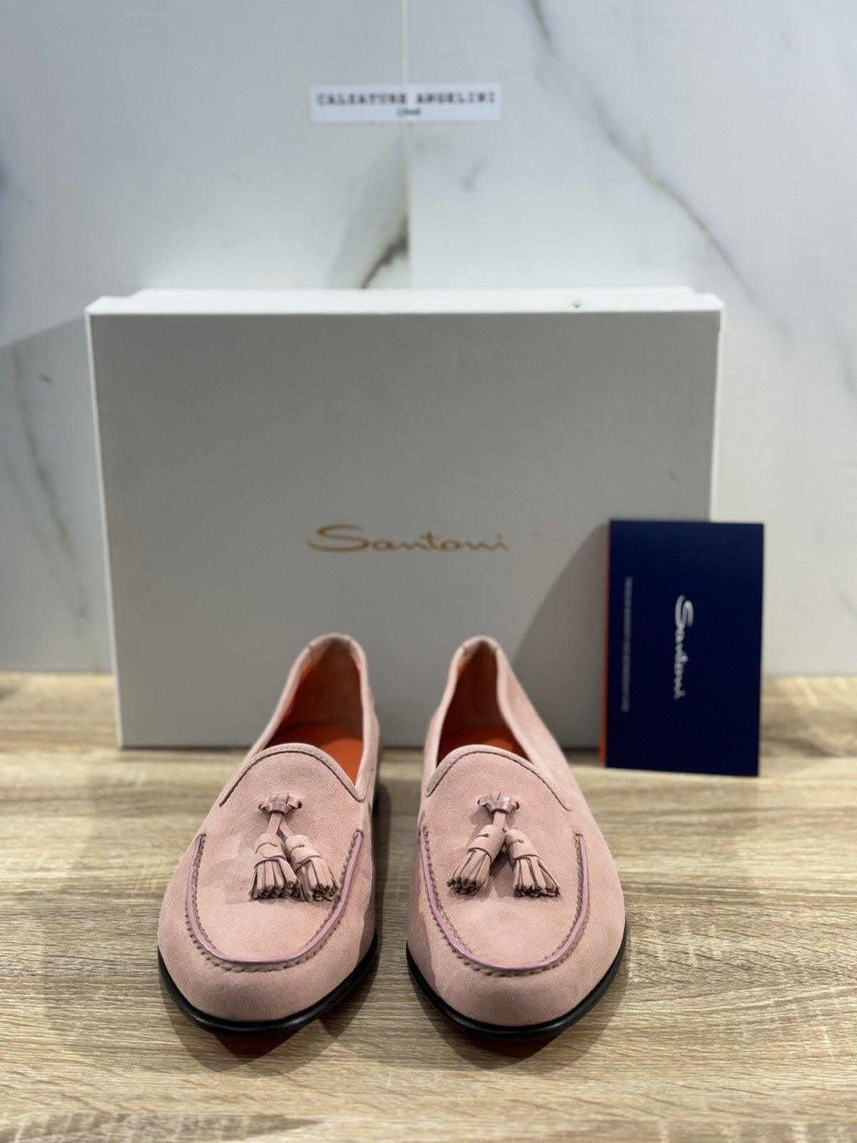 Santoni Mocassino Uomo Light Pink Suede Men Shoes Santoni Goodyear 44