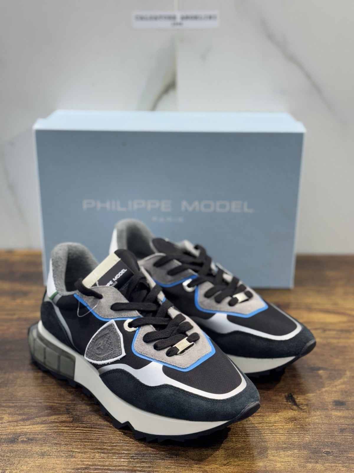 Philippe Model Sneaker Uomo La Rue Low Mondial Suede Nero Blu 41
