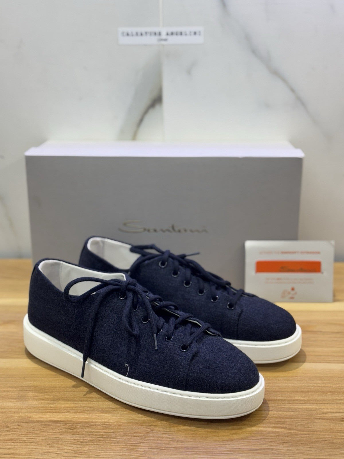 Santoni Icon Sneaker Fabric Blu Luxury Santoni Scarpa Uomo 41.5