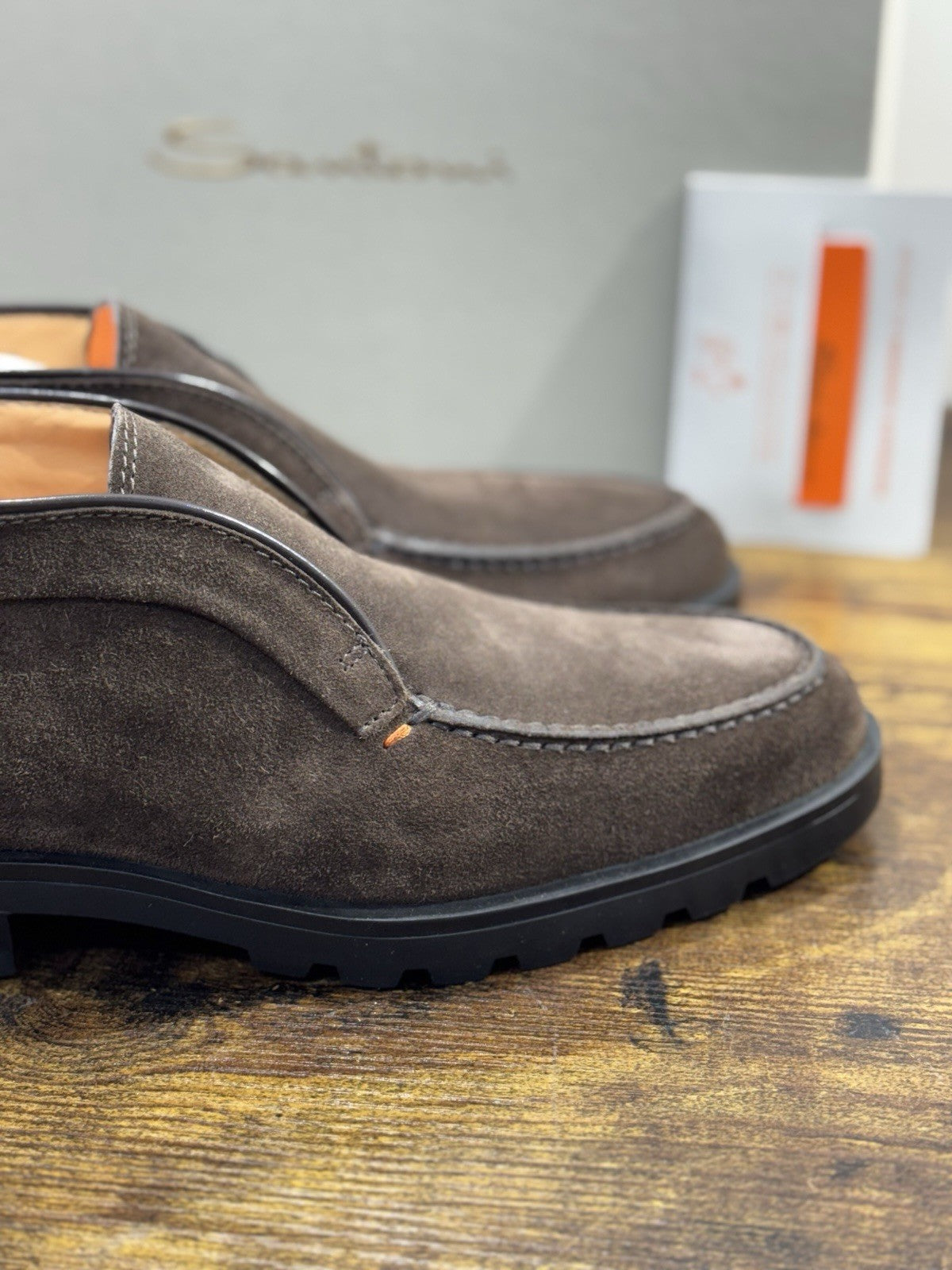 Santoni Polacco Open Walk Suede Marrone Luxury Santoni Uomo 39