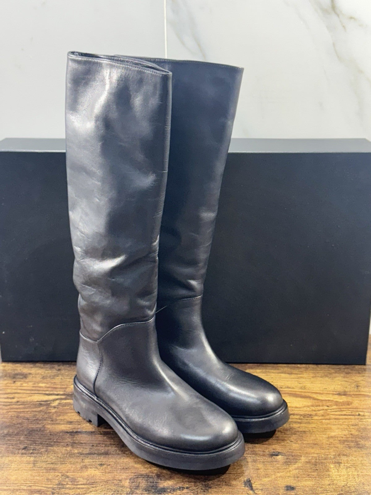 Strategia Stivale Tubo Pelle Nera Luxury Boot Donna 37
