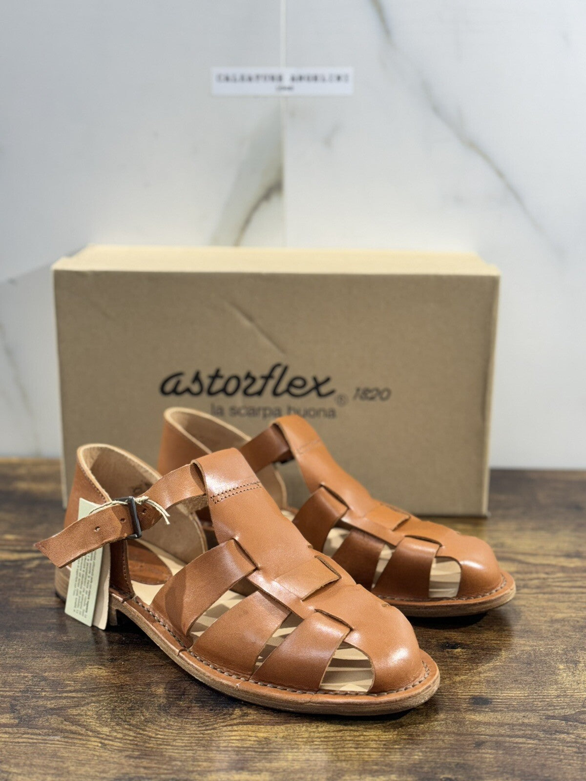 Astorflex Sandalo uomo Monkflex in Pelle Cuoio luxury made in italy 42