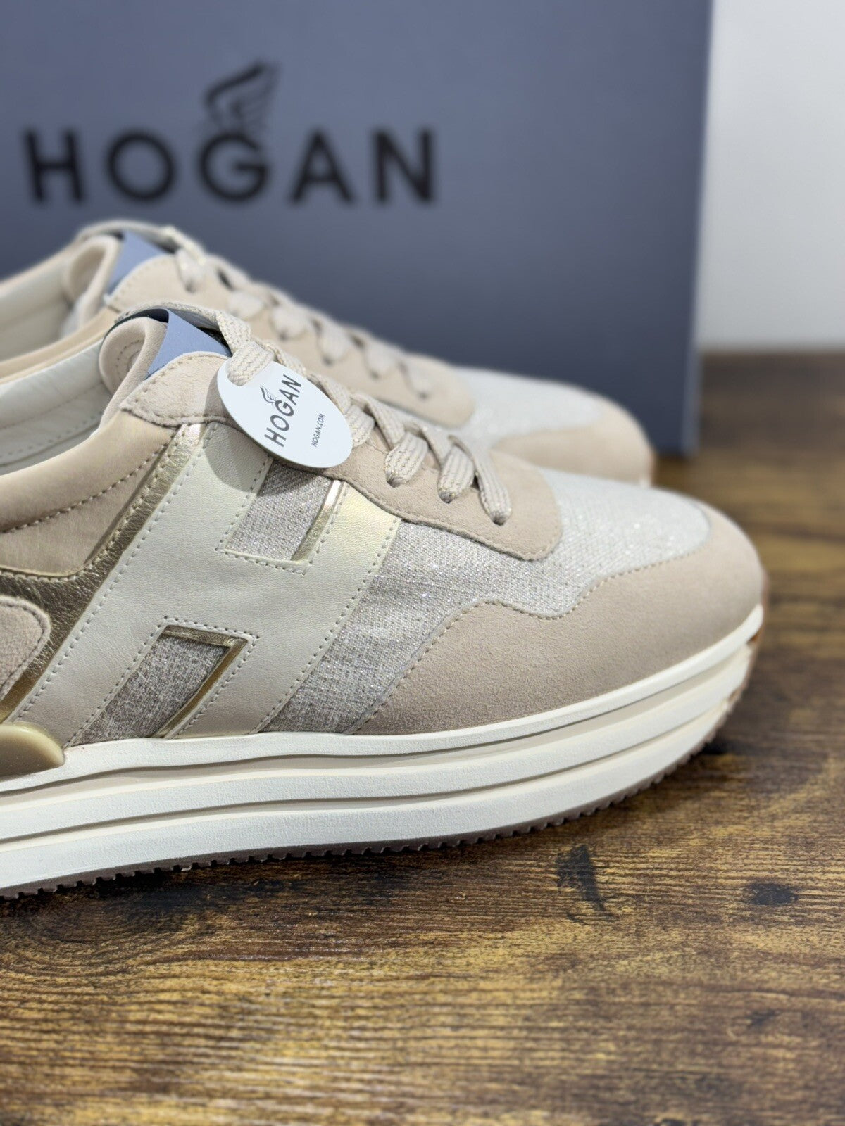 Hogan H483 Donna Sneaker Suede Beige Luxury Hogan Woman 39