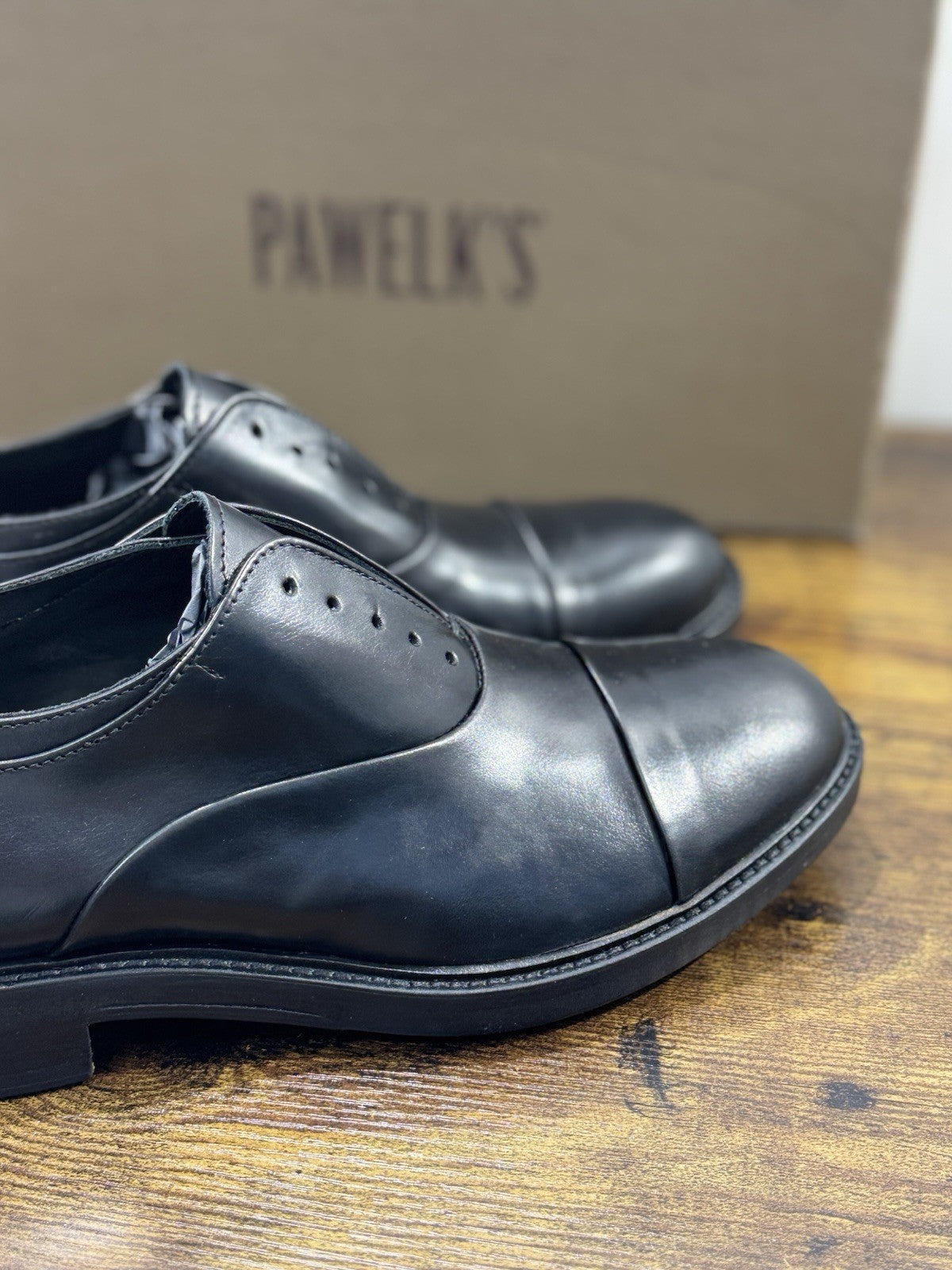 Pawelk’s Derby Oxford Uomo Pelle Nero Hand Made Made In Italy Derby 40