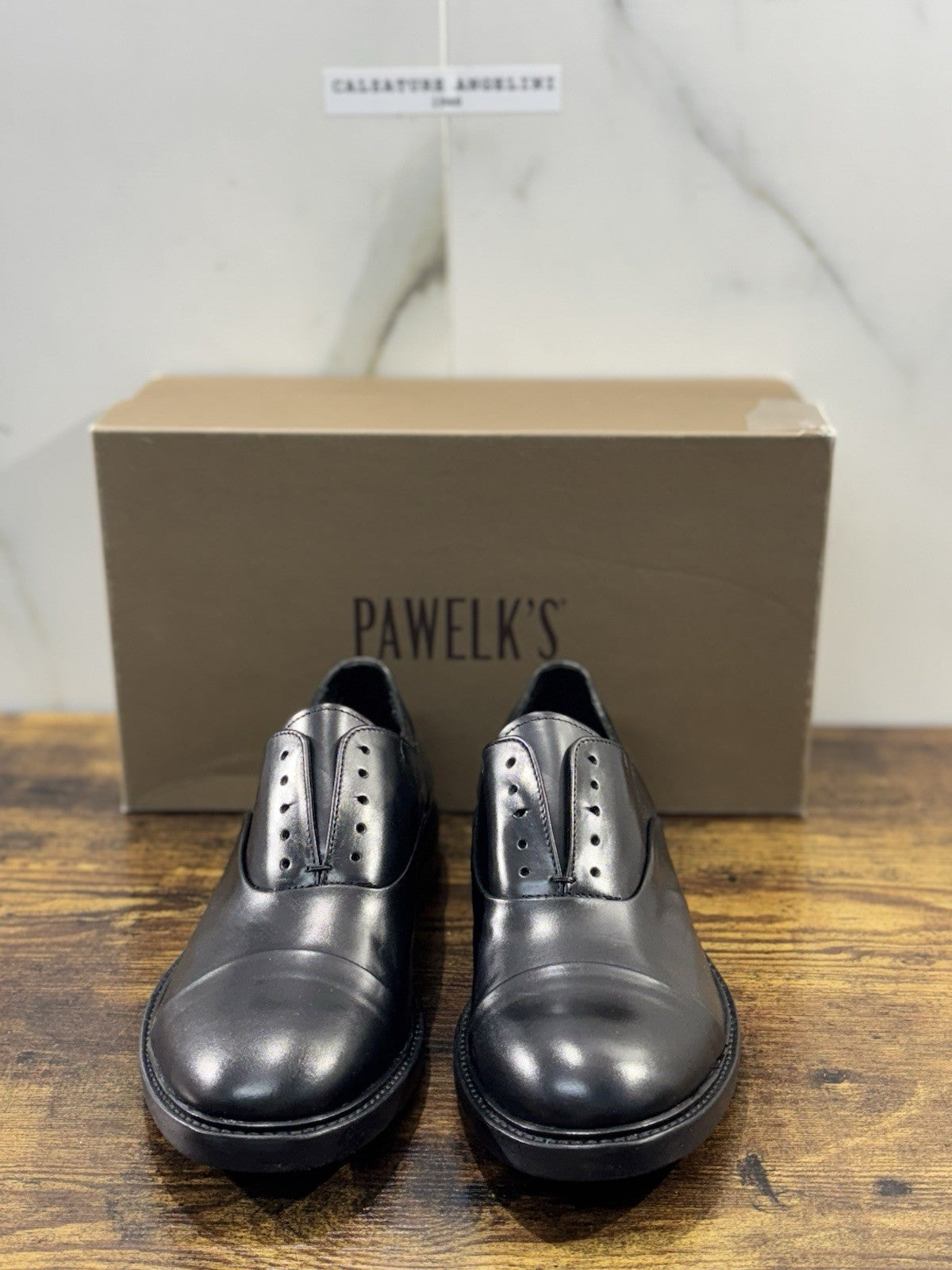 Pawelk’s Derby Oxford Uomo Pelle Nero Hand Made Made In Italy Derby 40