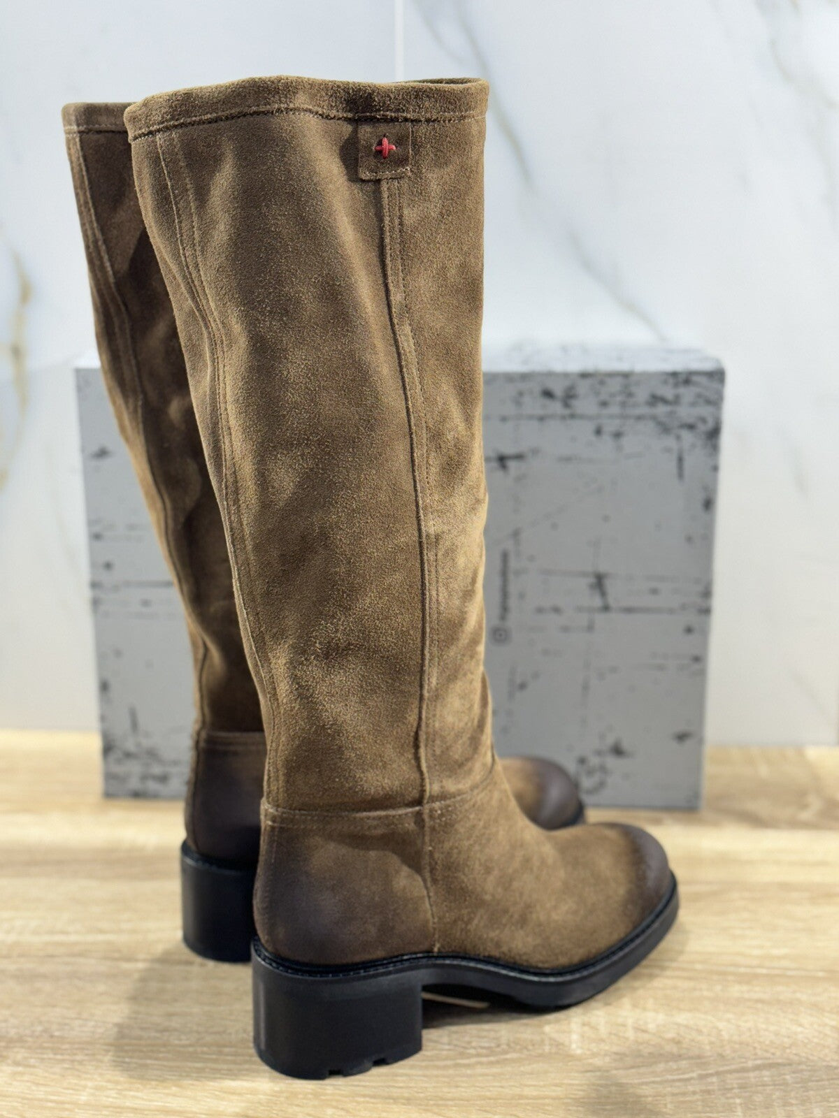 Gio + Stivale Donna Suede T Moro Con Tacco Casual Boot 40