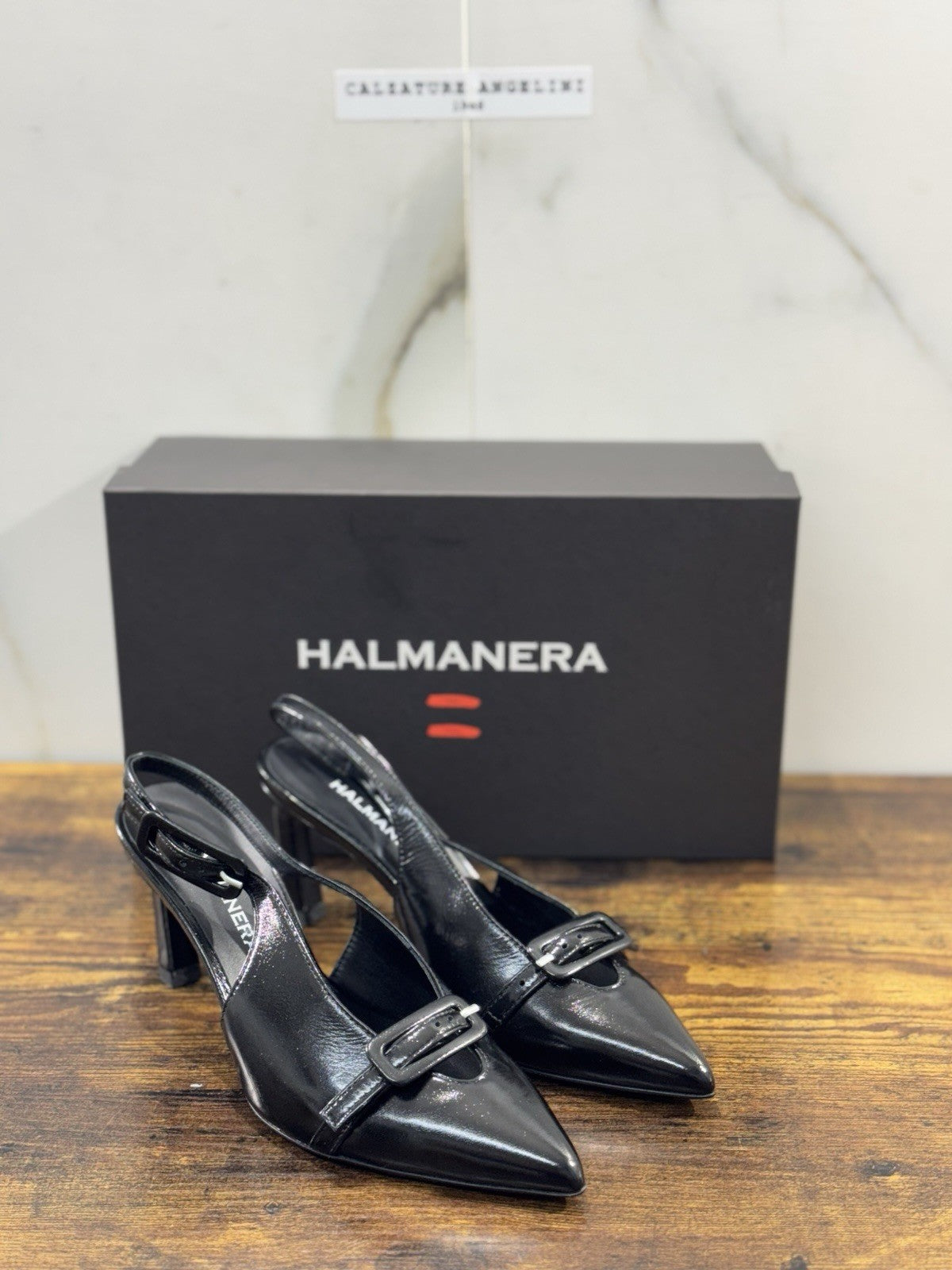 HALMANERA Sling Back Pelle Nero Luxury Made In Italy Donna 35